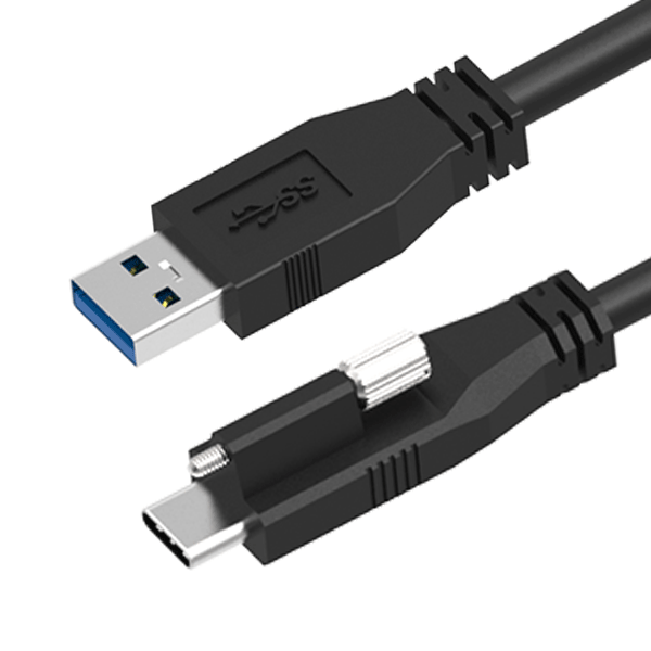 USB to USB TypeC Cables Right Angle, Screw Locking Connector Newnex