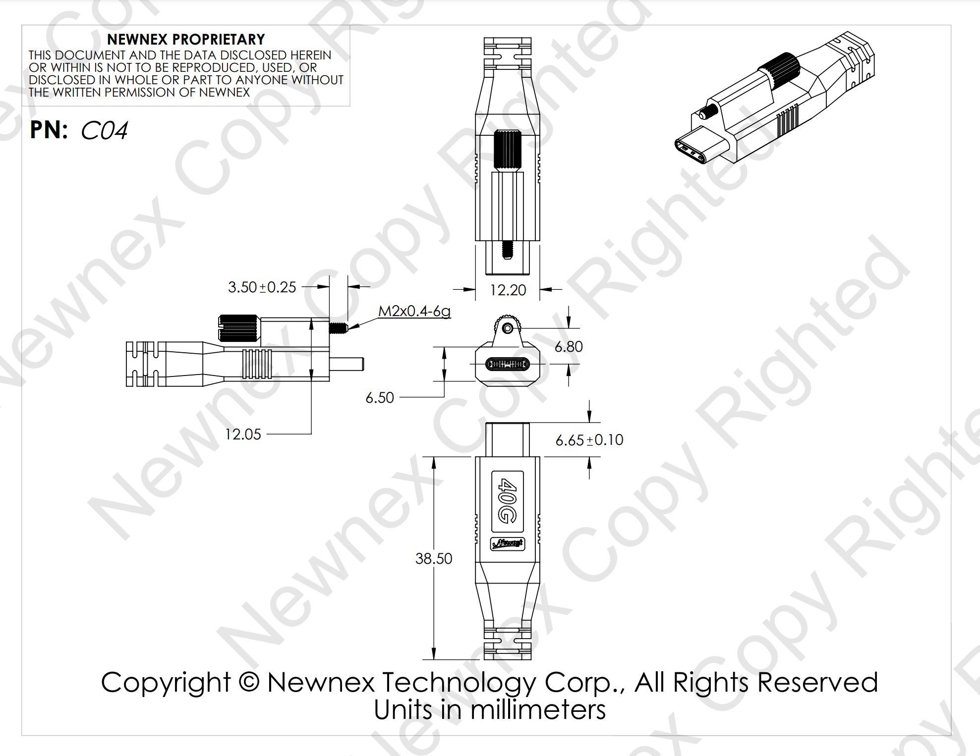 USB 4 Cable with USBC Gen 3x2 at 40Gbps and 240W PD, USBIF Certified