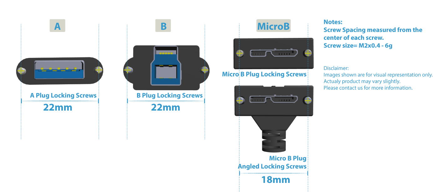 USB 3.0 Thumbscrew Locking Cables Newnex